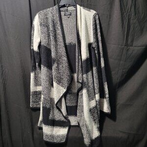 Lucky Brand Open Front Cardigan Black White Gray Size Large